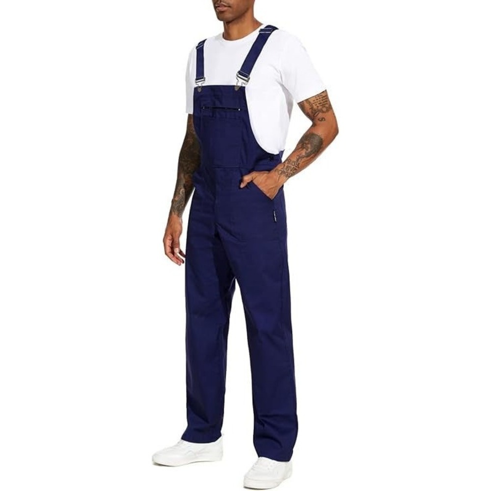 Work Idea Men's Lightweight Jumpsuit Bib Overalls w/ Pockets - Navy Blue - 2XL